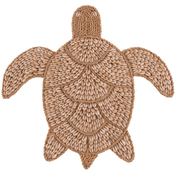 Tortue murale de coquillages et raphia
