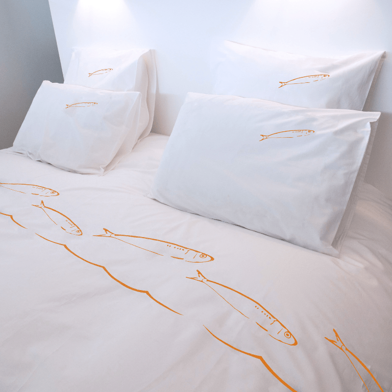 Housse de couette sardines Orange 100 % COTON