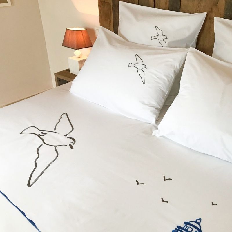 Housse de couette phare et mouettes 100 % COTON