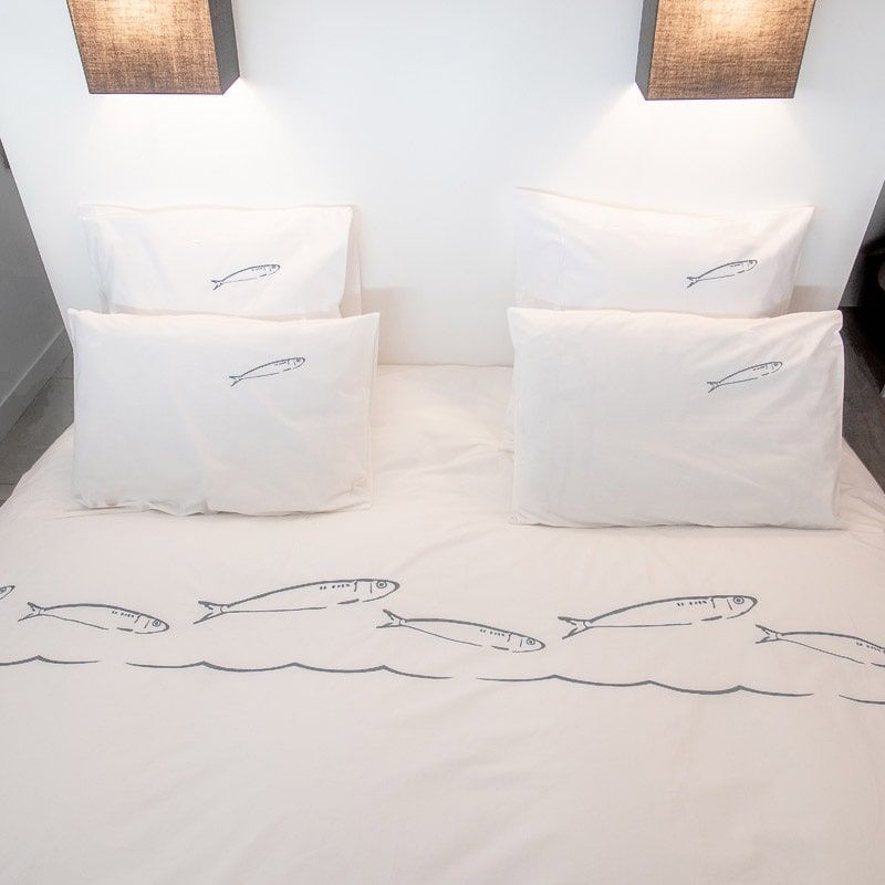 Housse de couette sardines 100 % coton
