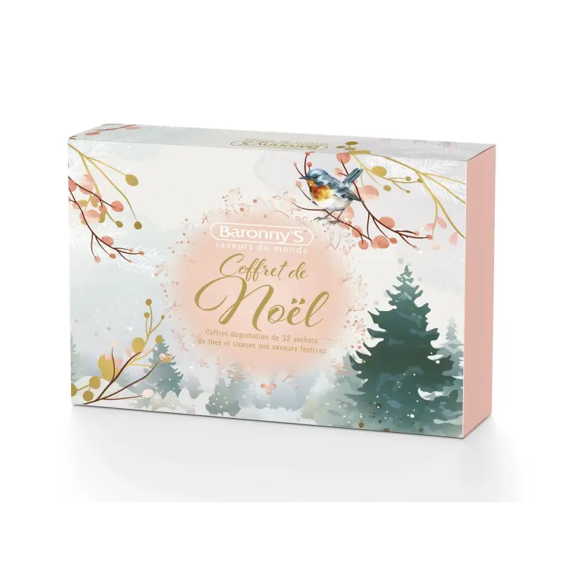 Coffret thé de noël rose