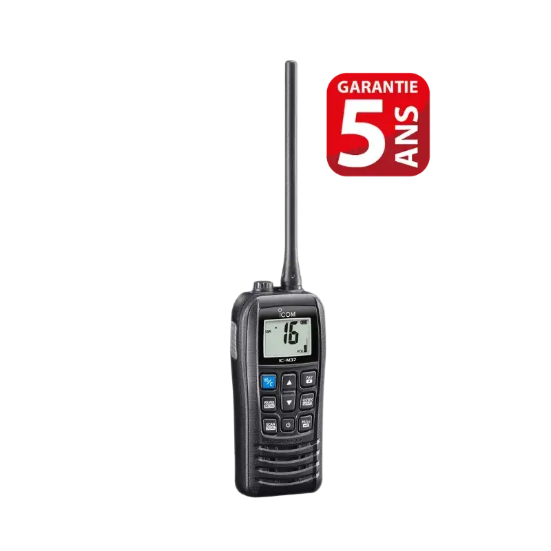 VHF portable IC-M37E – 6 W, étanche IPX8 et flottante