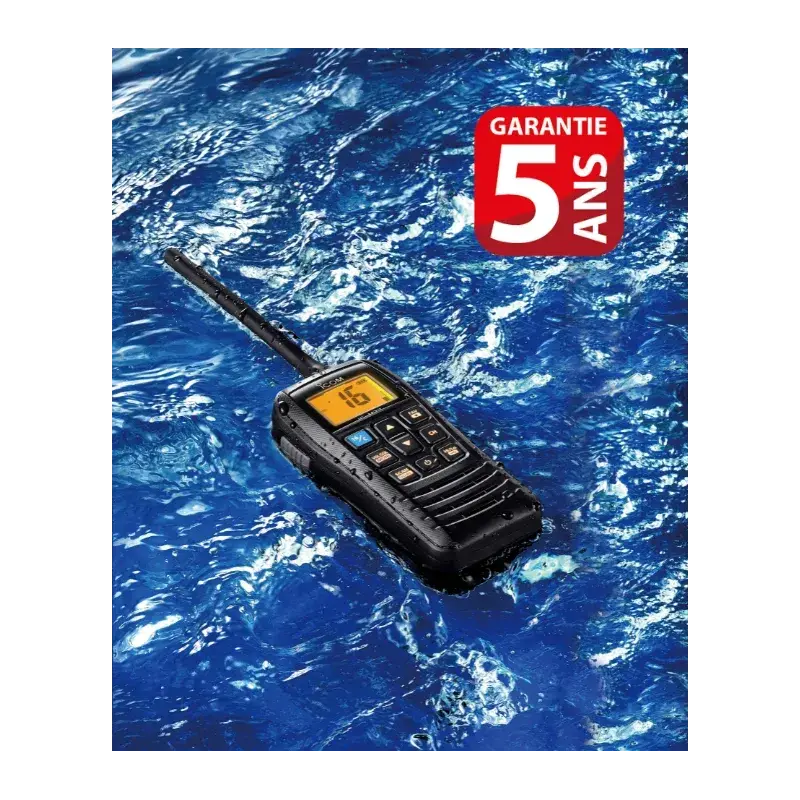 VHF portable IC-M37E – 6 W, étanche IPX8 et flottante