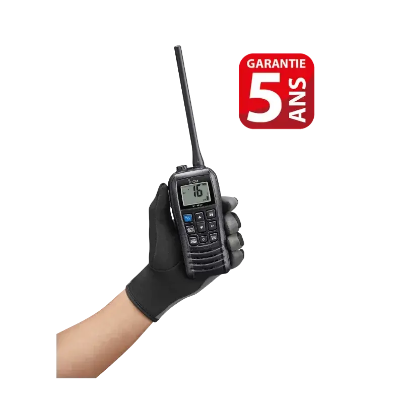 VHF portable IC-M37E – 6 W, étanche IPX8 et flottante