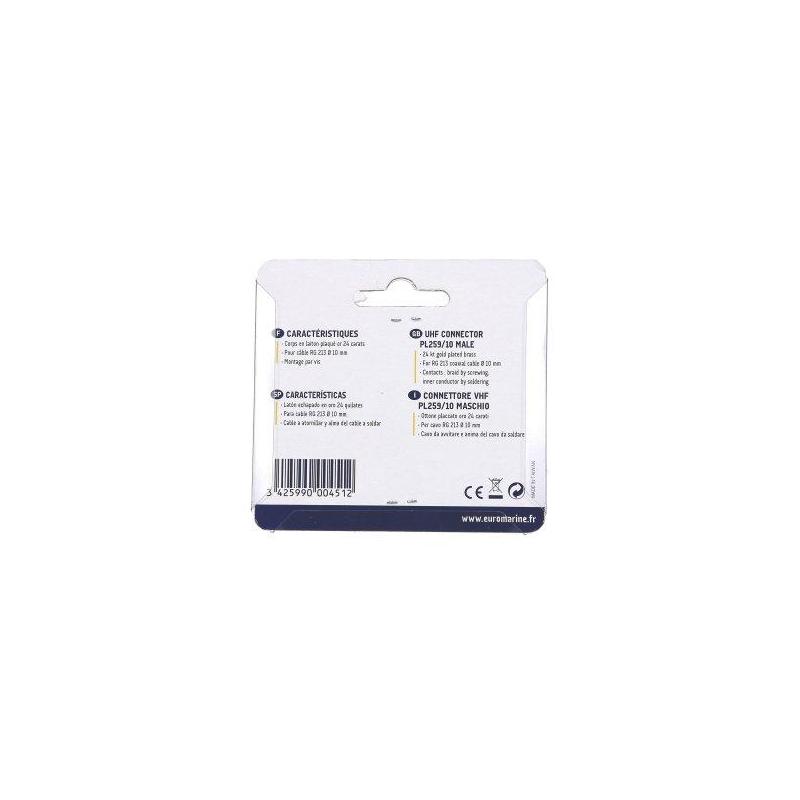 Prise PL 259 Ø10 mm  plaquée or 24K pour câble RG213