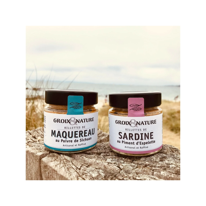 Le Duo Rillette Maquereau Sichuan & Sardine Piment d'Espelette Groix et Nature  - Coffret