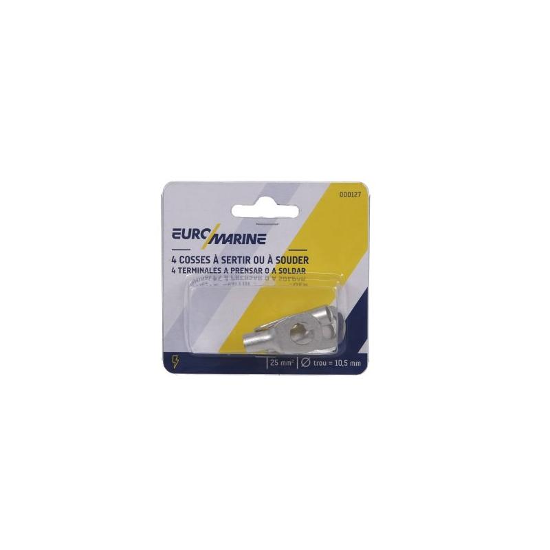 Cosses à sertir ou à souder Ø 10,5 mm pour câble 6,8 mm – Lot de 4