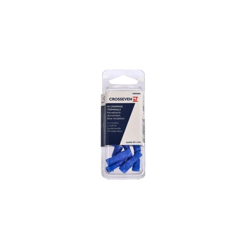 Cosses douille Ø 4 mm femelle bleu – Lot de 10