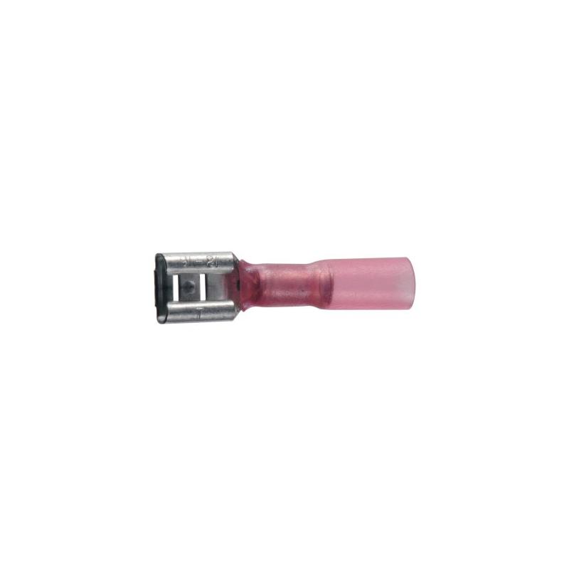Cosses thermorétractables 6,3 mm clip femelle rouge – Lot de 4