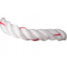 Cordage polyamide 3 torons blanc / fil rouge