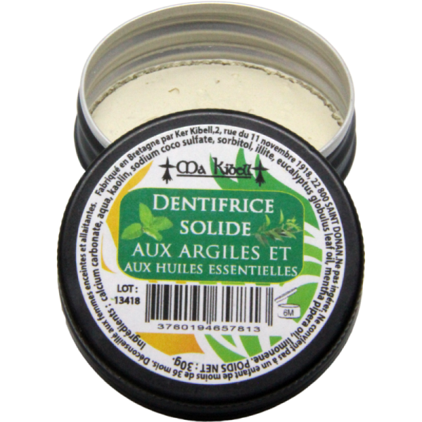 Dentifrice solide aux argiles et aux huiles essentielles*