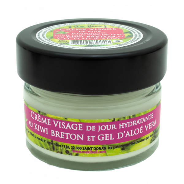 Crème visage de jour hydratante pour tous types de de peaux au kiwi breton et gel d'aloe vera