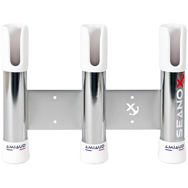 Porte canne 3 cannes Seanox inox embout blanc